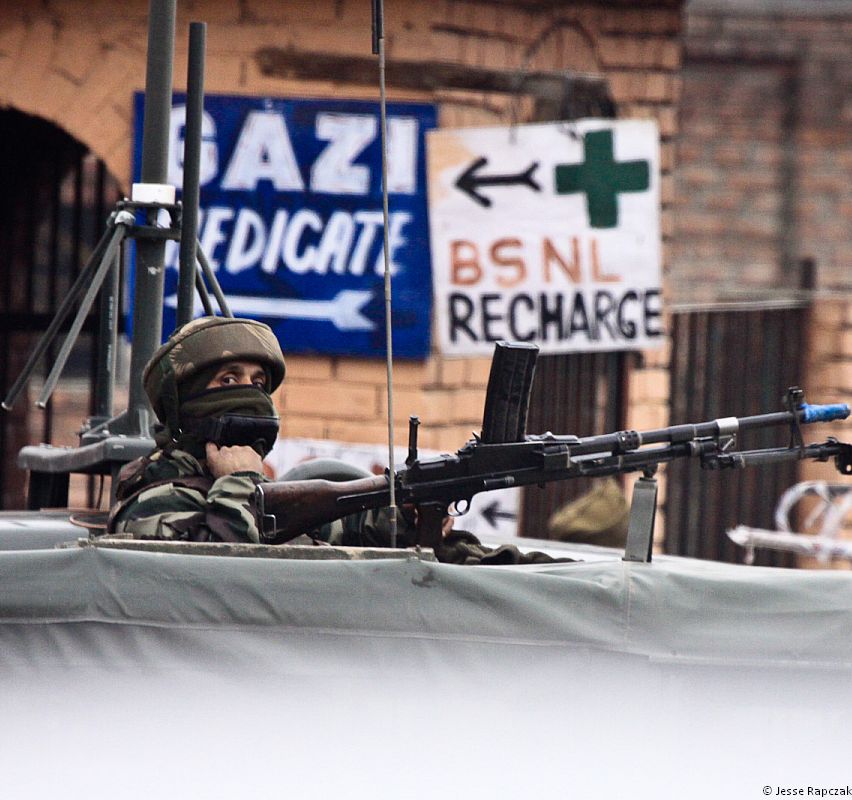 An Indian soldier in Srinagar, Kashmir. 